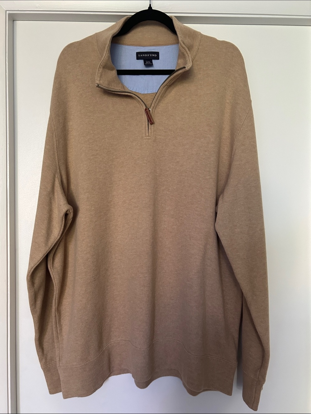 Lands' End Men's Zip-Up Sweater in Tan